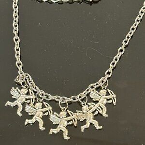 Cherub Angel Cupid Necklace Pendant Silver Baroque Gift Christmas Valentines Day